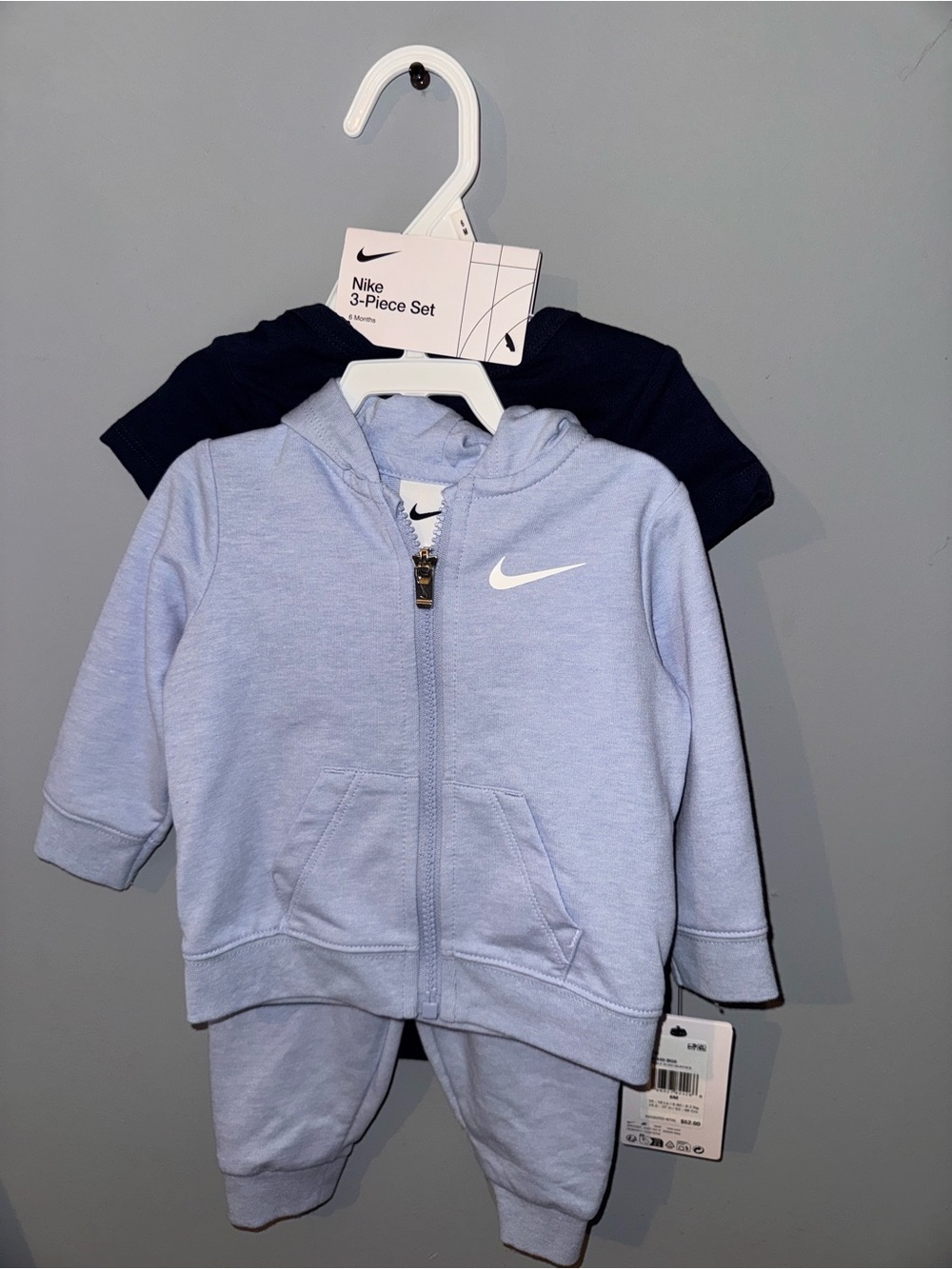 Nike infant 3-Piece Hoodie Set in Light Blue and Navy